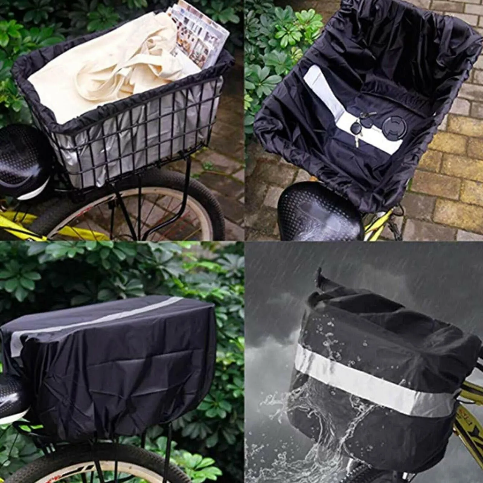 1 Pcs Waterproof Bike Basket Liner Rainproof Cover Fits For Most Bicycle Baskets Folding Waterproof Bike Bags