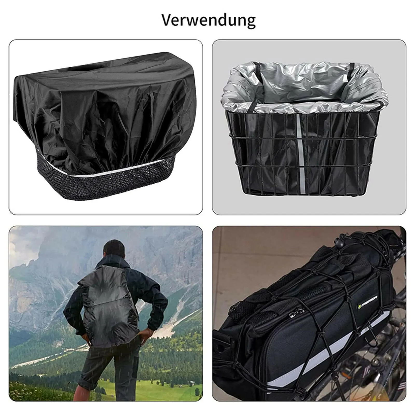 1 Pcs Waterproof Bike Basket Liner Rainproof Cover Fits For Most Bicycle Baskets Folding Waterproof Bike Bags