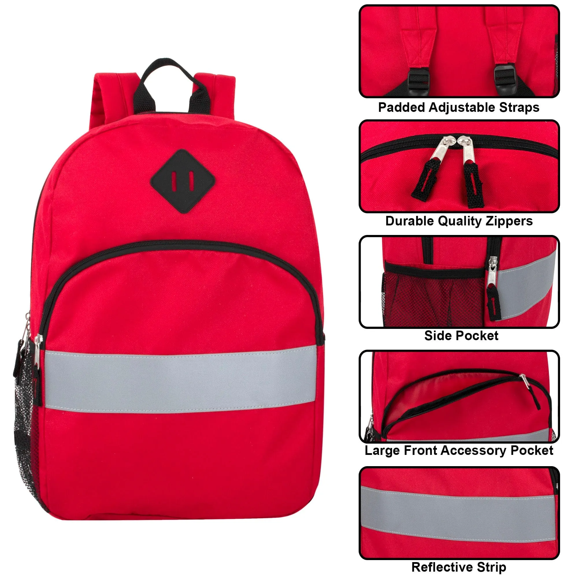 17 Inch Safety Reflective Backpack With Side Pocket