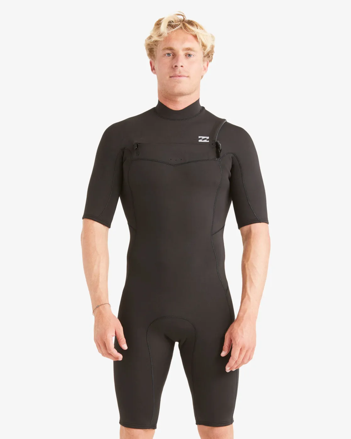 2/2mm Absolute Short Sleeve Chest Zip Springsuit - Black