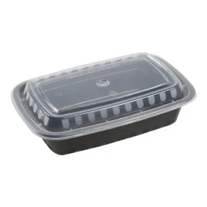 24 oz. Rectangular Black Containers and Lids, Case of 150 or Pallet (40 Cases)