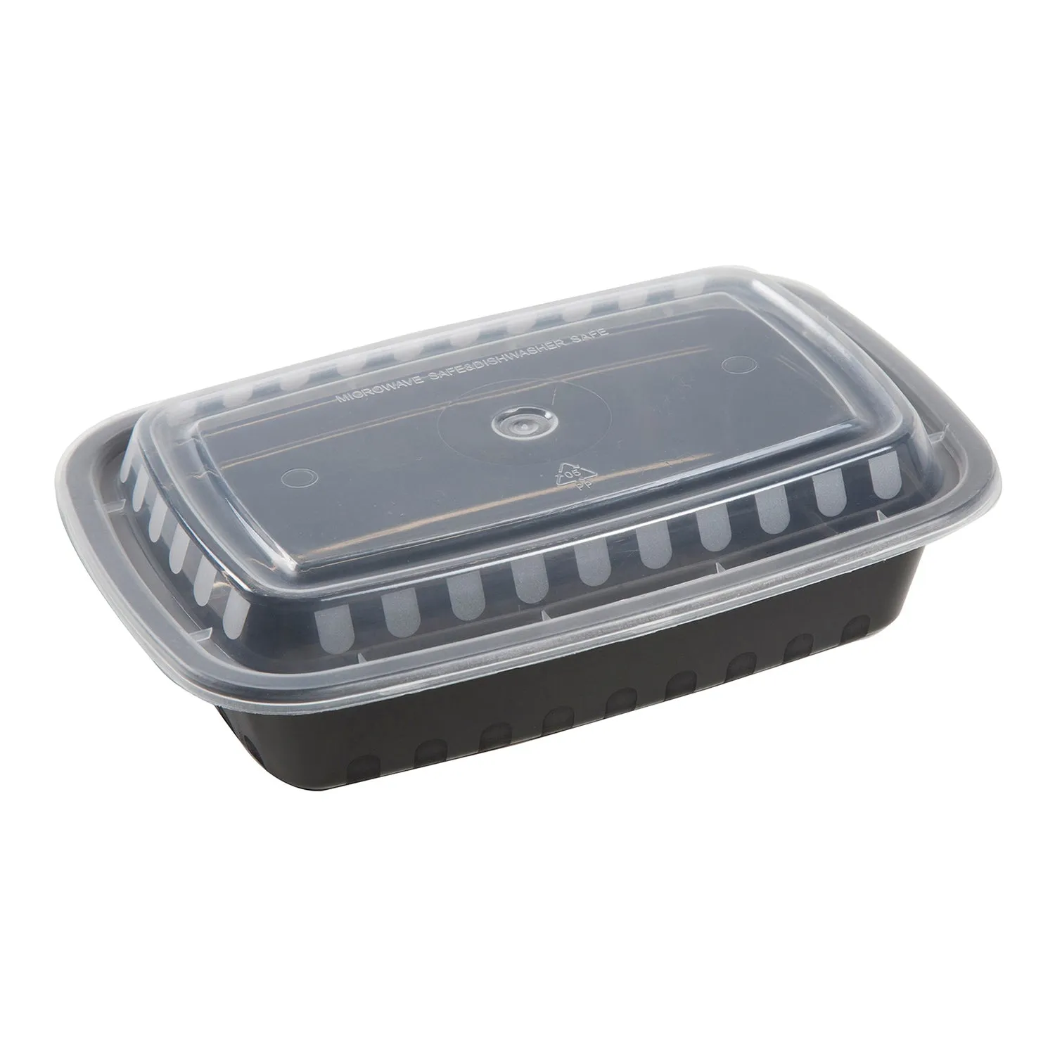 24 oz. Rectangular Black Containers and Lids, Case of 150 or Pallet (40 Cases)