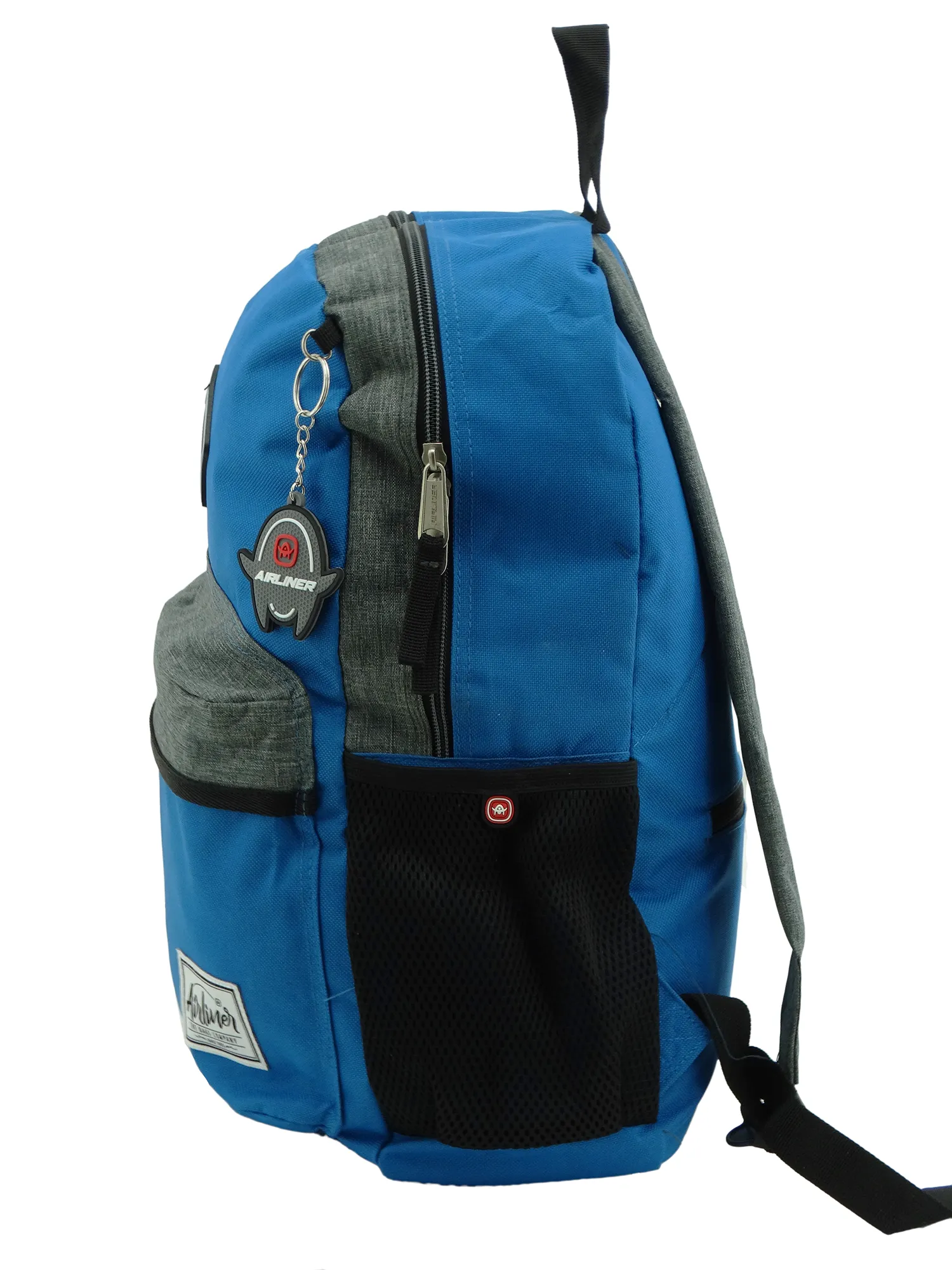 668164, Airliner, Backpack w/Laptop Sleeve - Blue/Grey