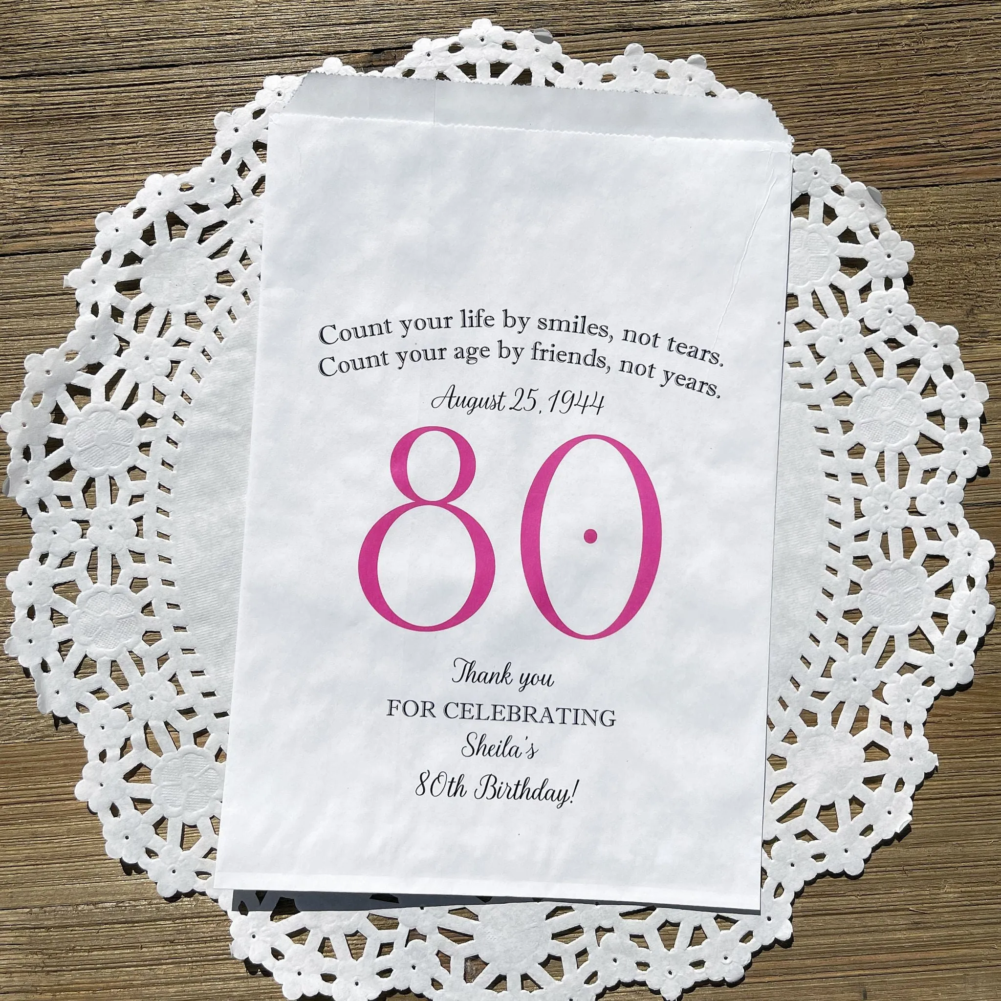 80th Birthday Favor Bags