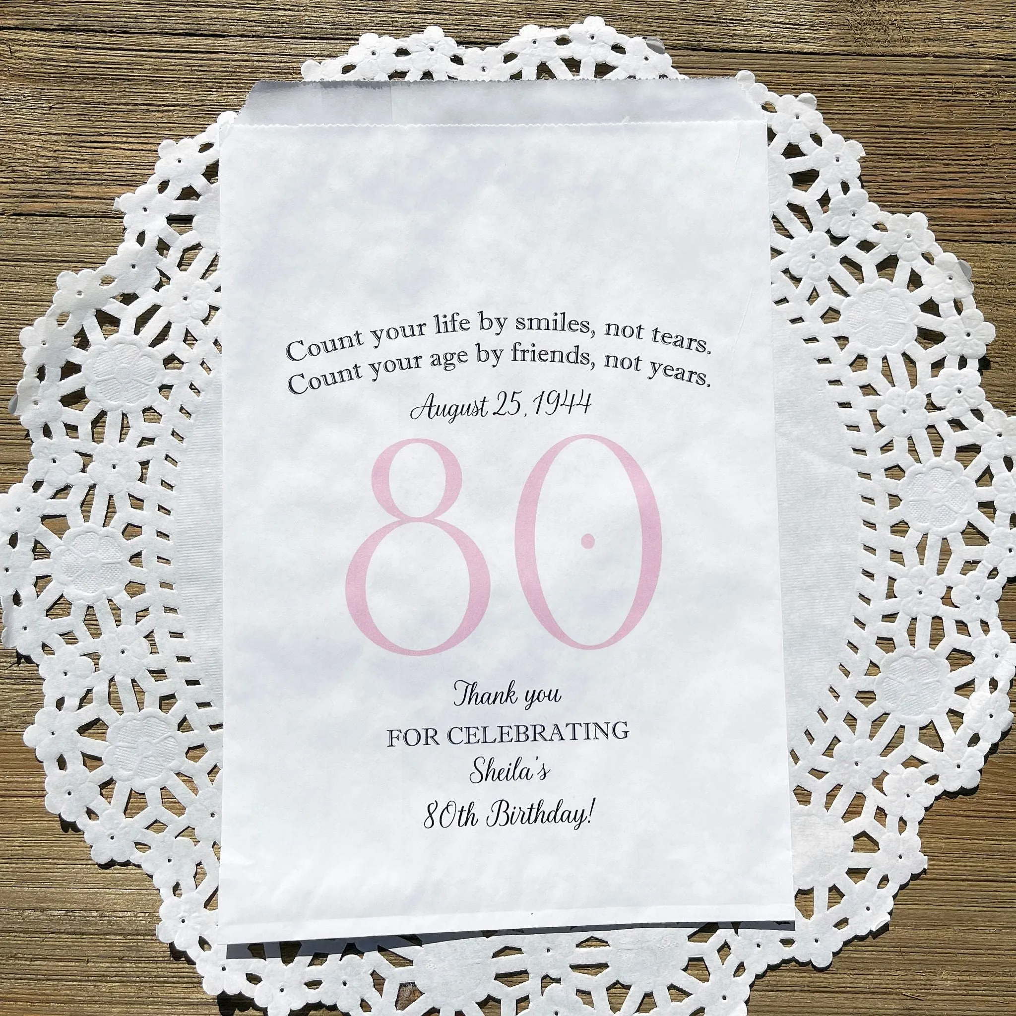 80th Birthday Favor Bags