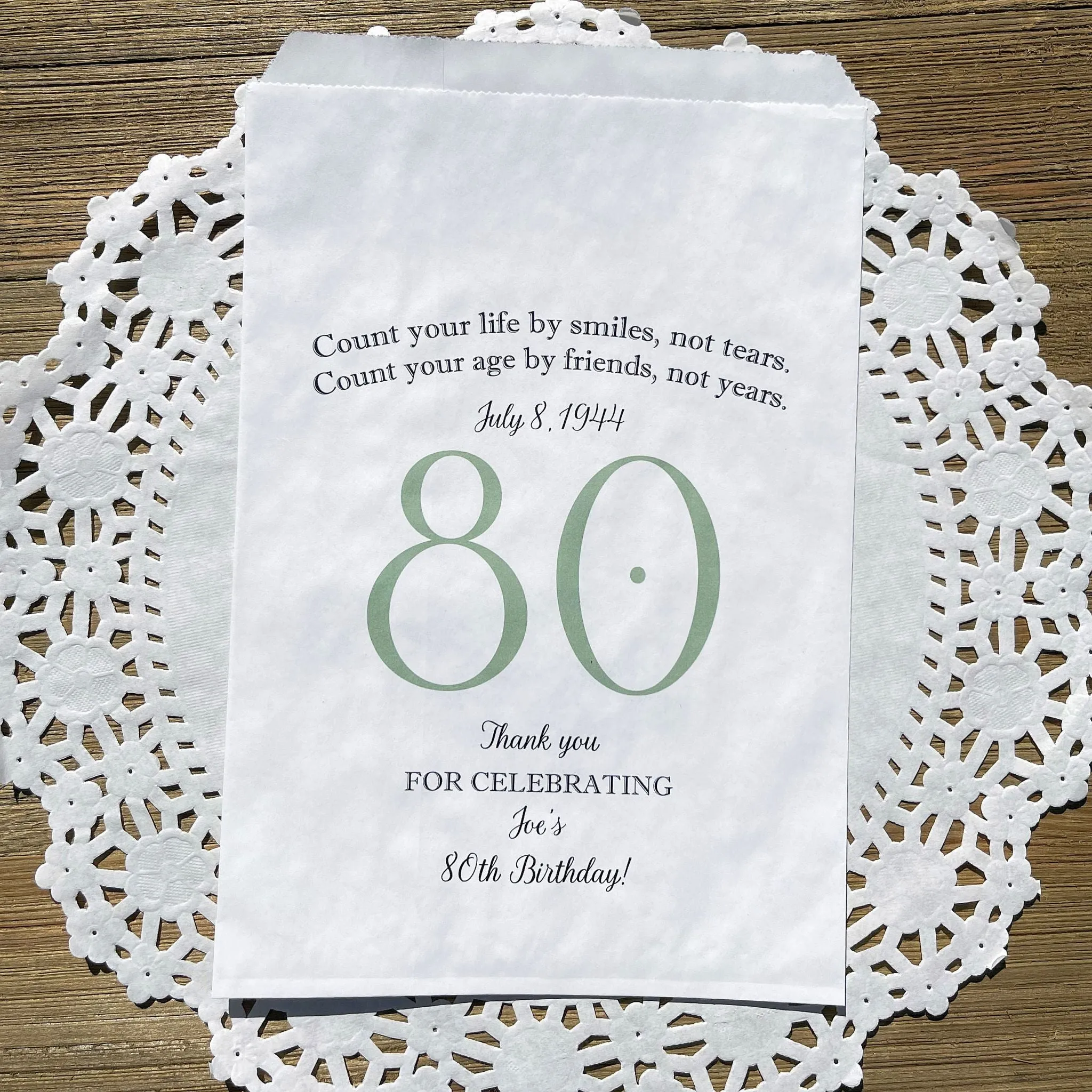 80th Birthday Favor Bags