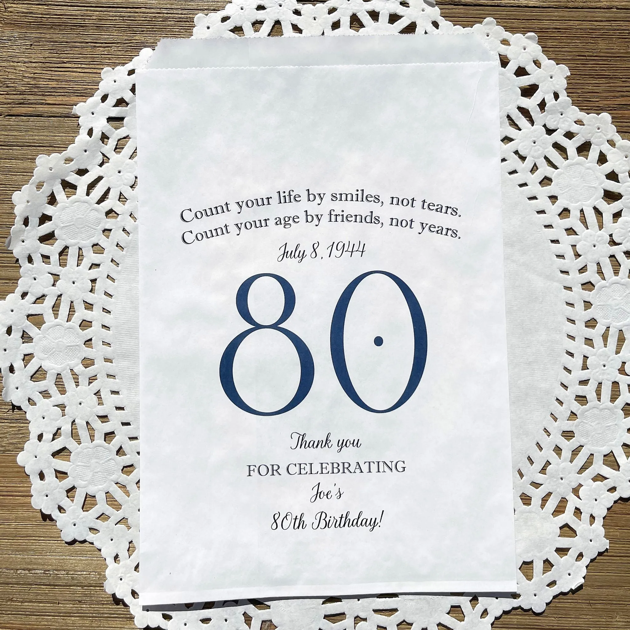 80th Birthday Favor Bags