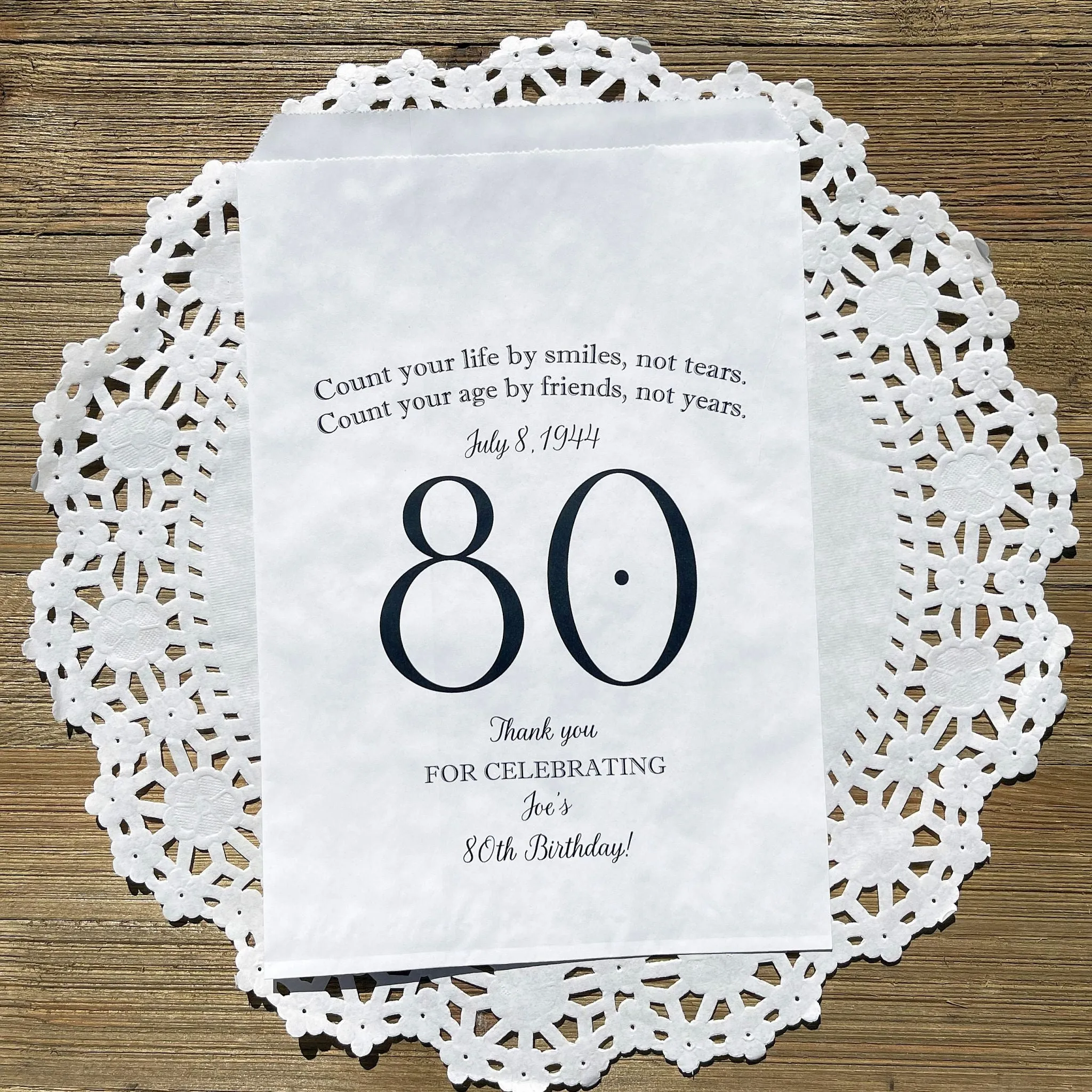 80th Birthday Favor Bags