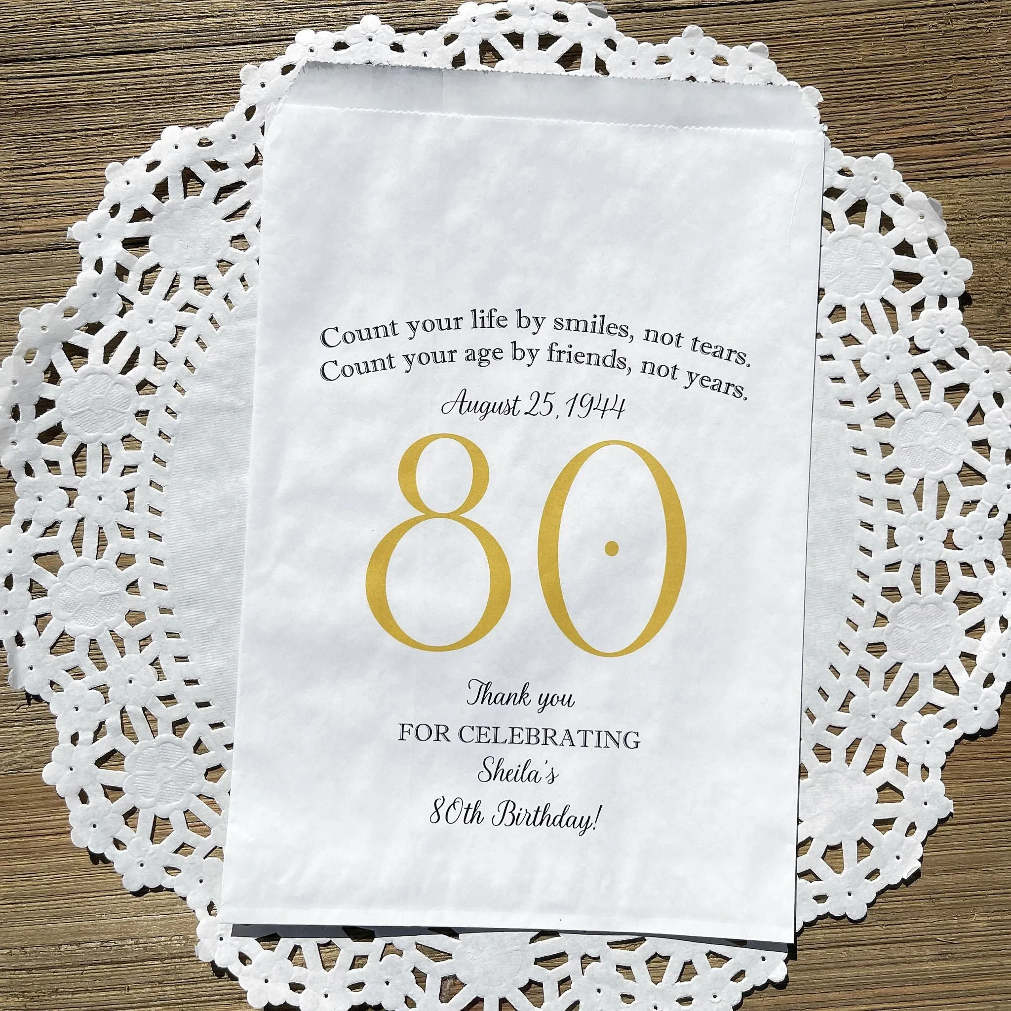 80th Birthday Favor Bags