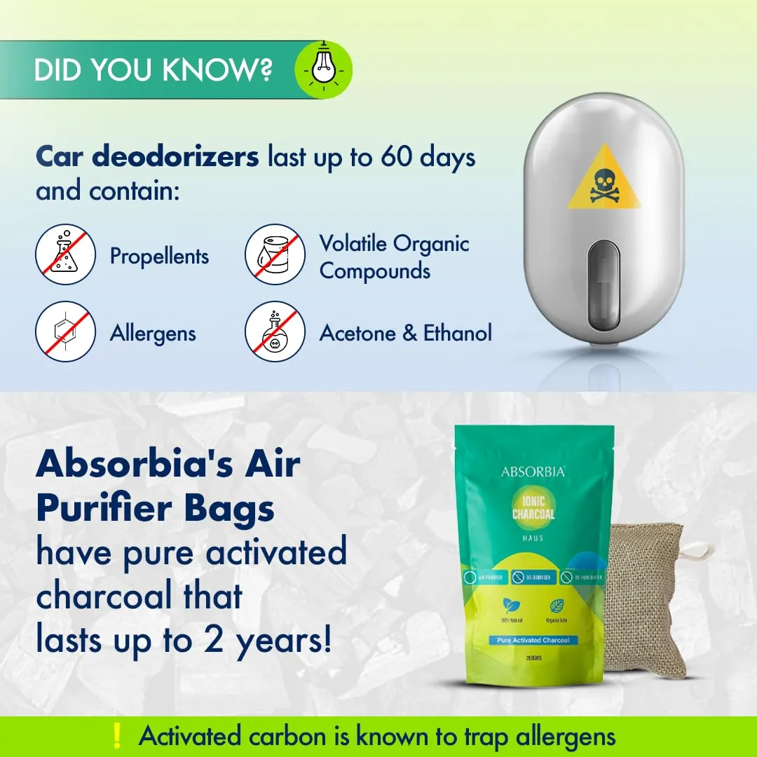 Absorbia Moisture Absorber Classic Box(300g each)- Season Pack of 6 (Absorbs upto 600ml Each) and High grade Coconut Charcoal Bag 200g long lasting Non electric air purifying bag for various spaces