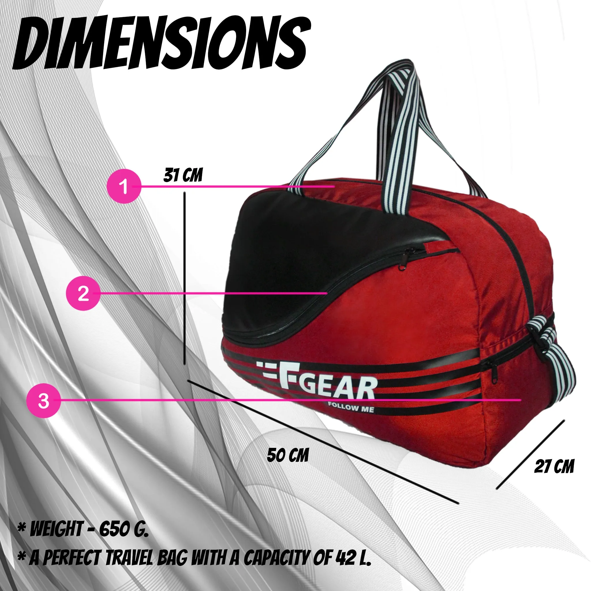 Aral 46L Red Travel Duffel Bag