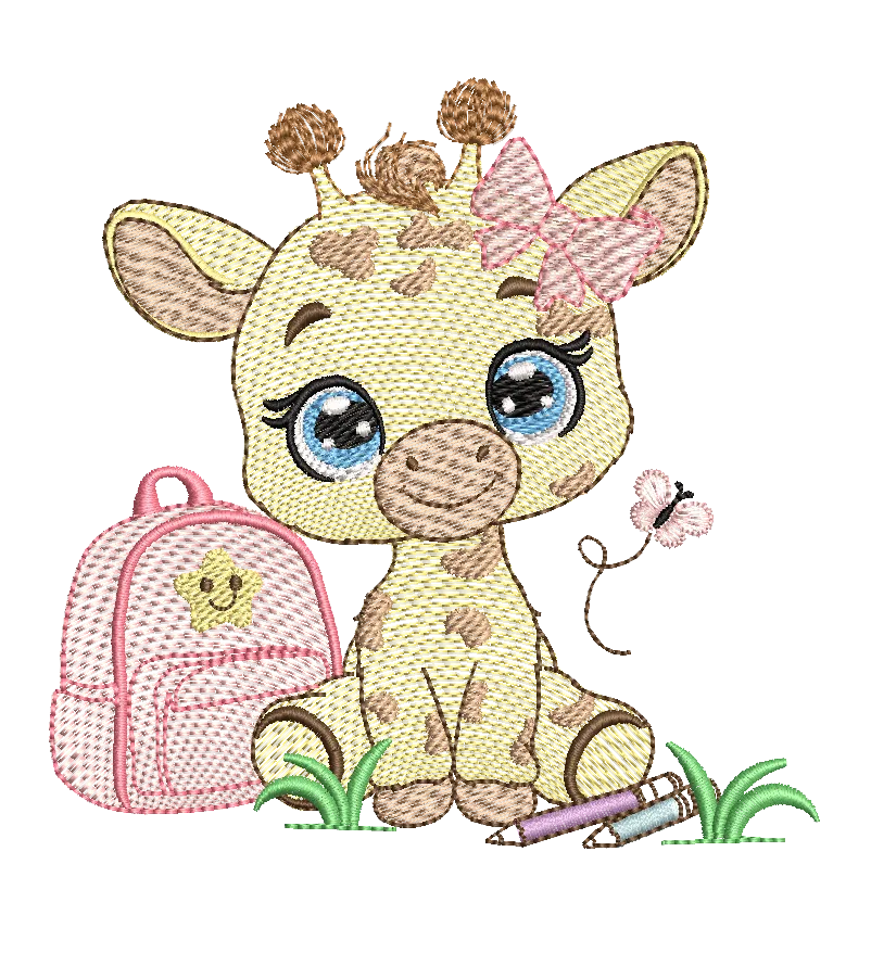 Baby Giraffe back to school - Girls and boys- 2 Embroidery designs Pack