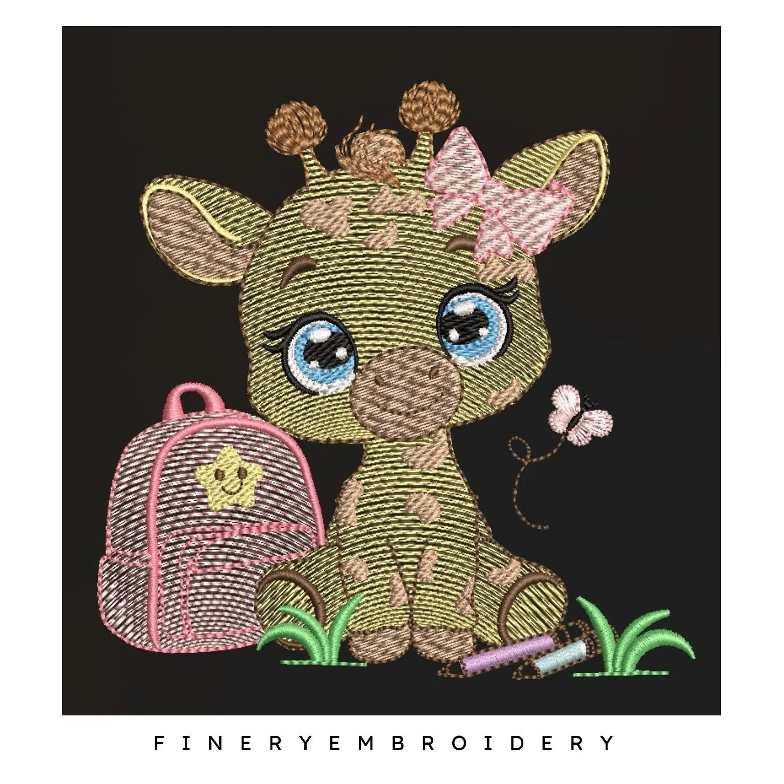 Baby Giraffe back to school - Girls and boys- 2 Embroidery designs Pack