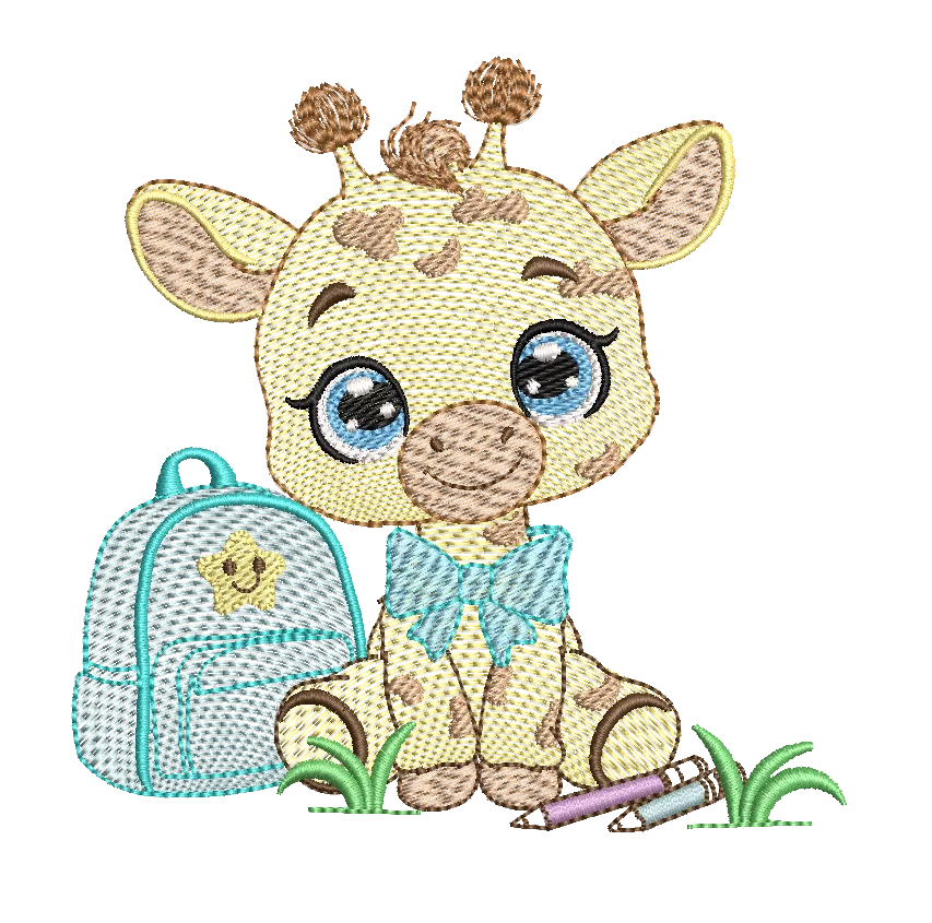 Baby Giraffe back to school - Girls and boys- 2 Embroidery designs Pack