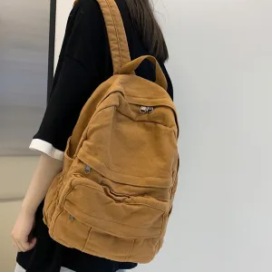 Back To School Student Shoulders Large Capacity Khaki Backpack Fashion Canvas Backpacks Female College Teen Computer Bag mochila