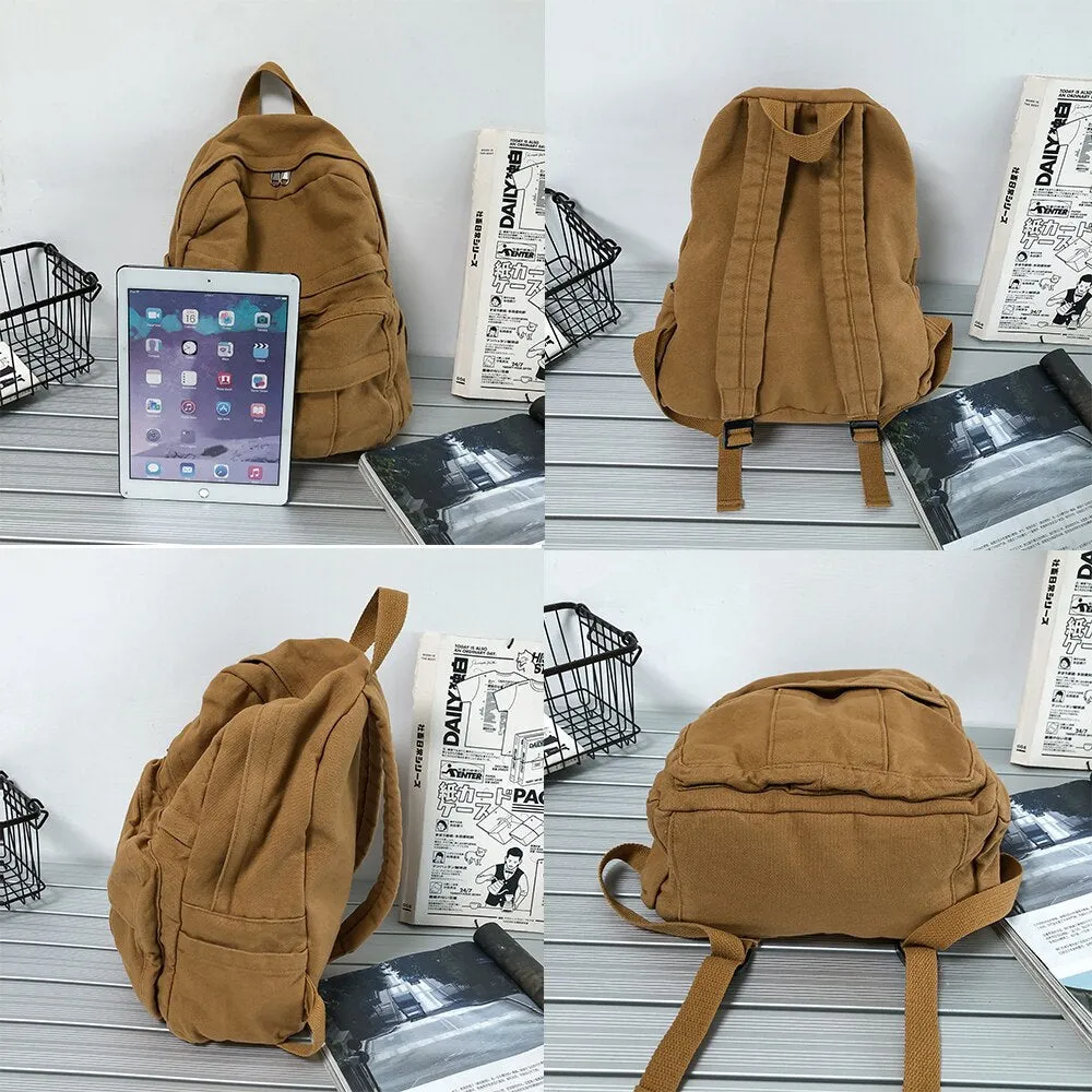 Back To School Student Shoulders Large Capacity Khaki Backpack Fashion Canvas Backpacks Female College Teen Computer Bag mochila