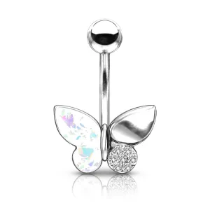 Belly Ring - Butterfly Opal Glitter