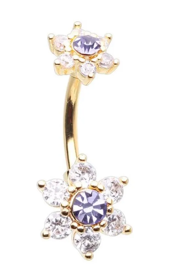 Belly Ring - Flower Tanzanite