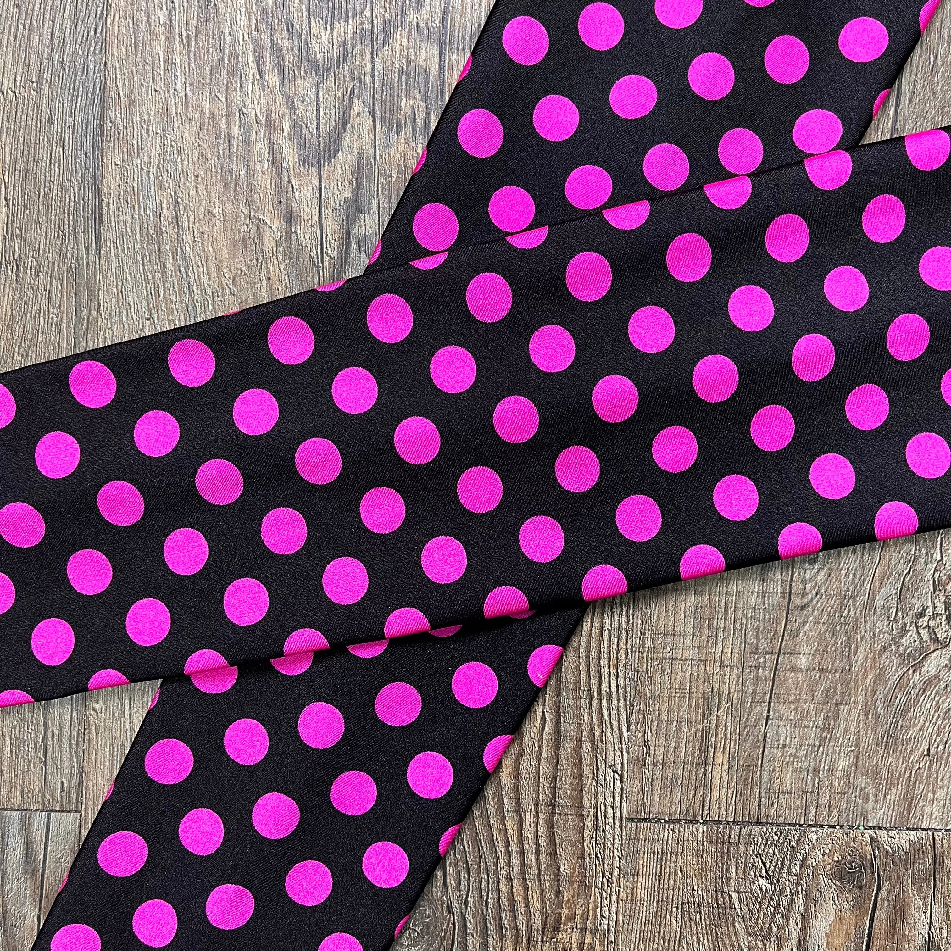 Compression Arm Sleeves in Black/Pink Polka Dot Print Spandex