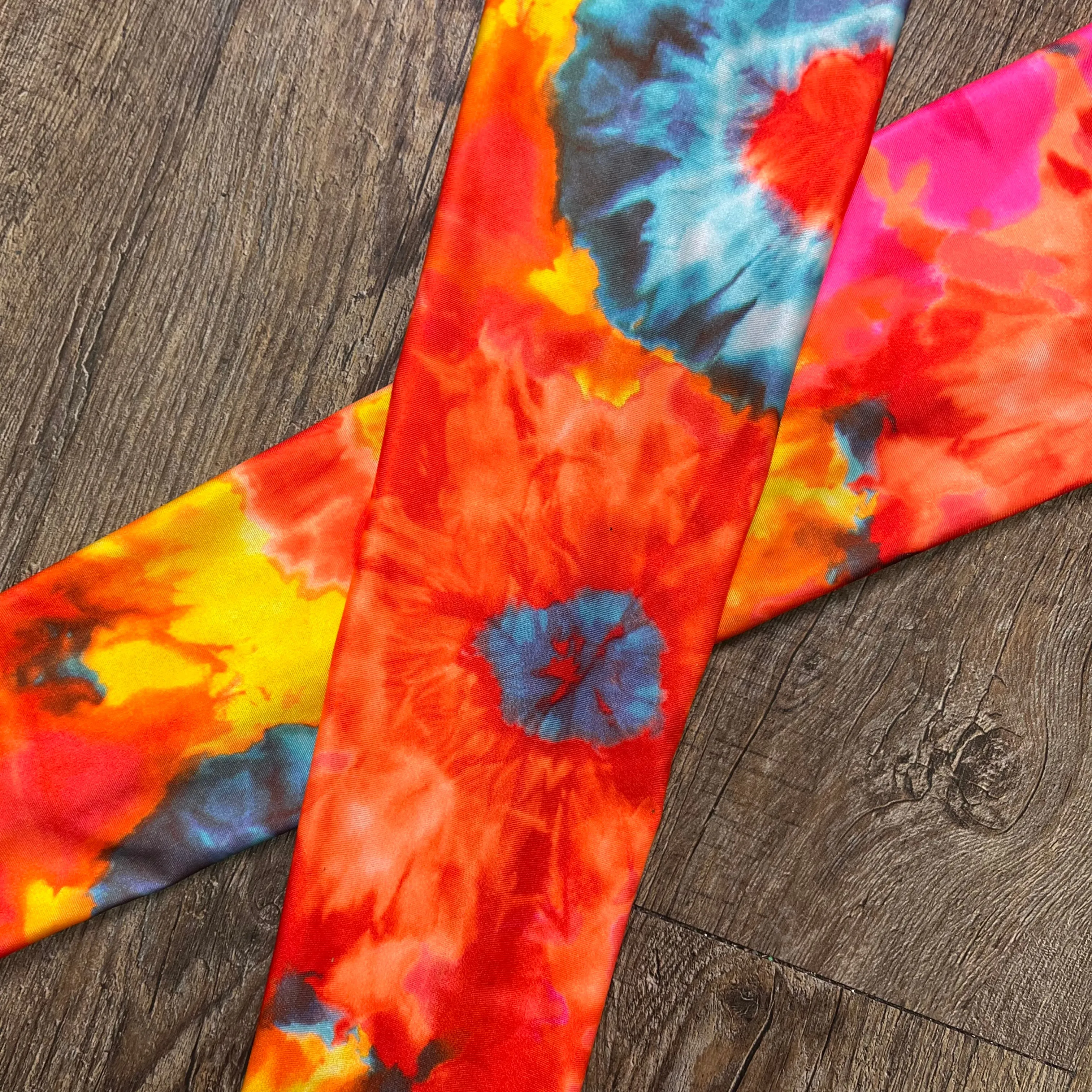 Compression Arm Sleeves in Orange Tie Dyed Print Spandex