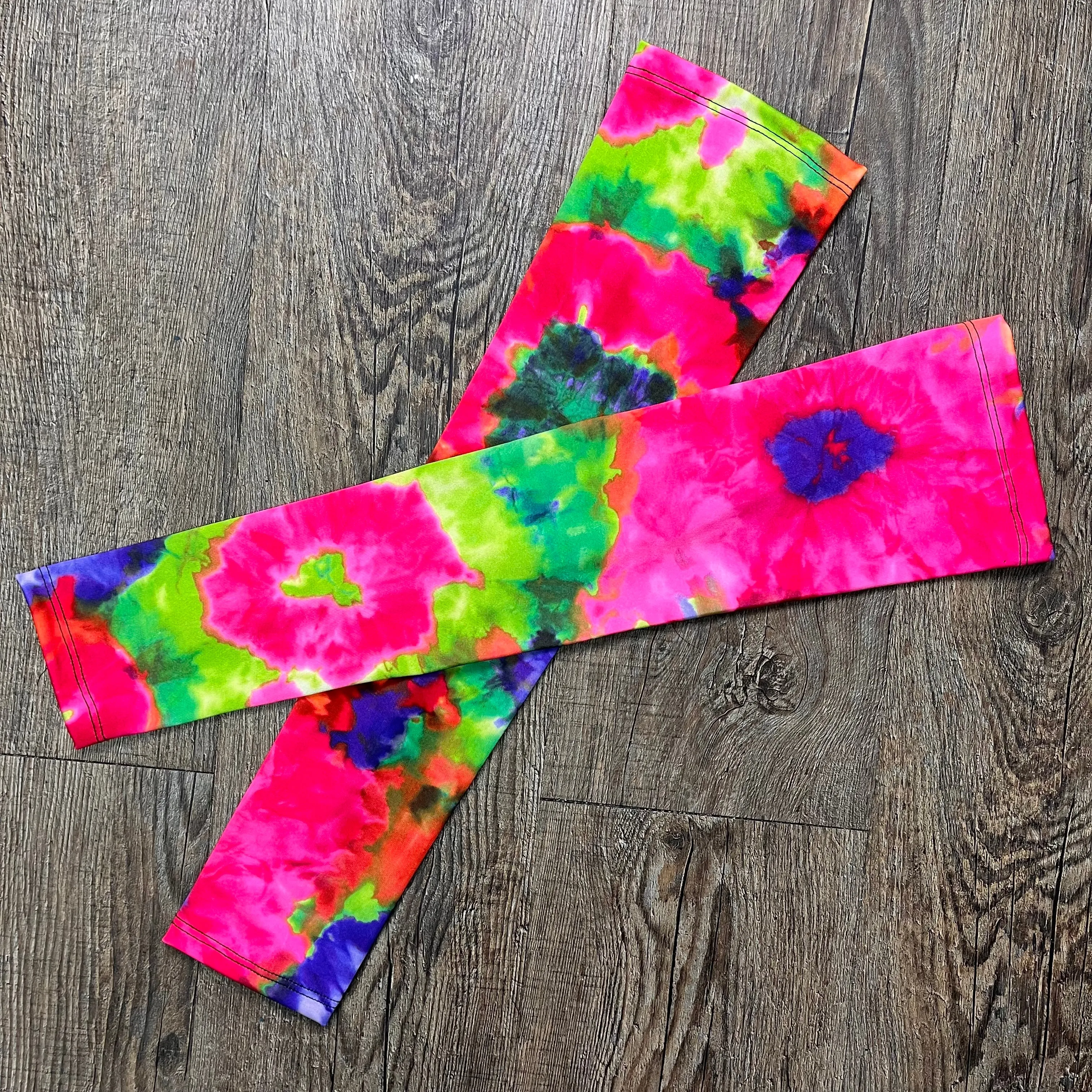 Compression Arm Sleeves in Pink Tie Dyed Print Spandex