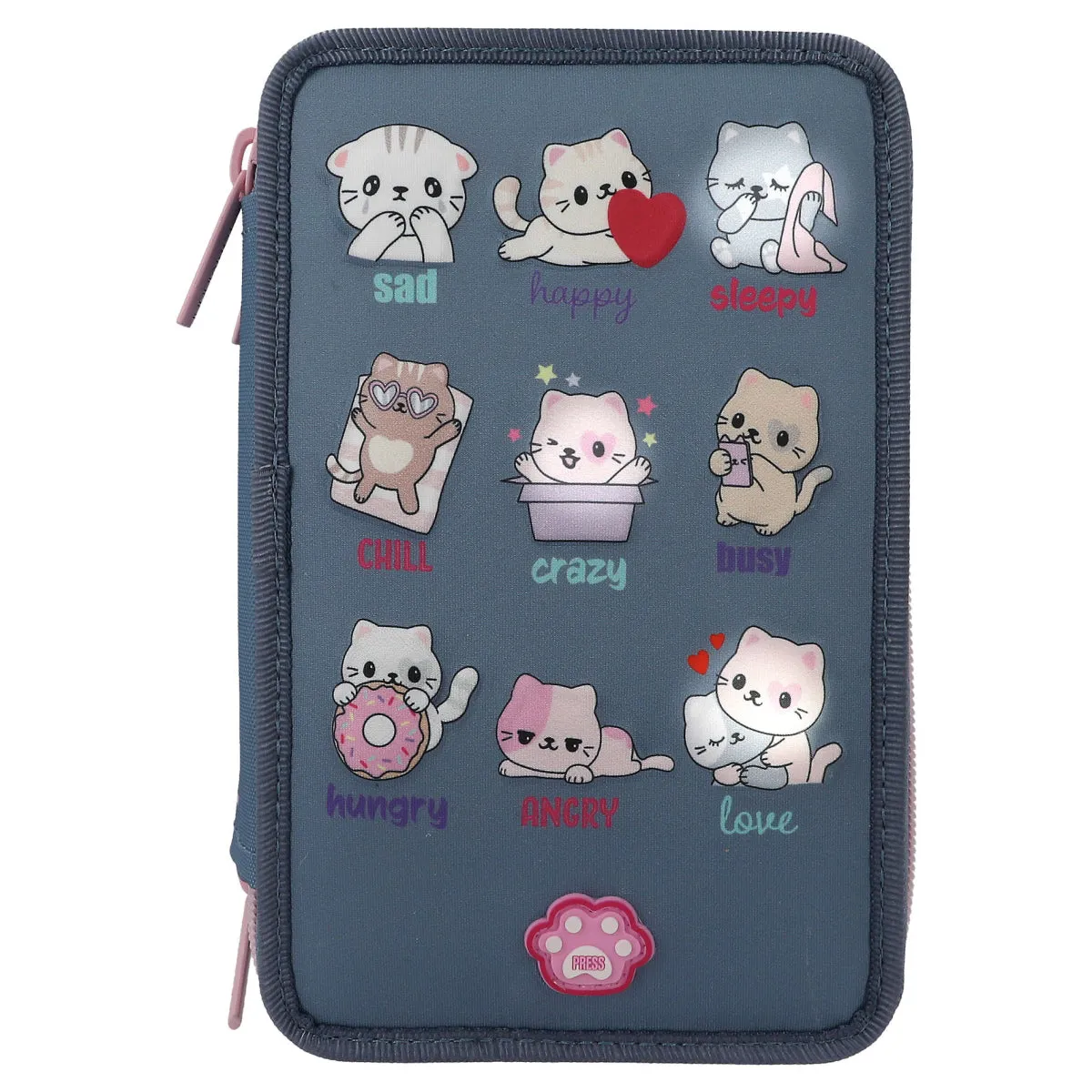 Depesche Topmodel Triple Pencil Case Led Cats Mood Barometer