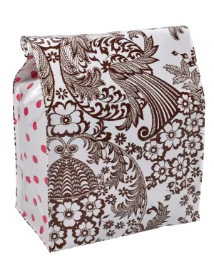 Freckled Sage Oilcloth Lunch Bag Toile Brown