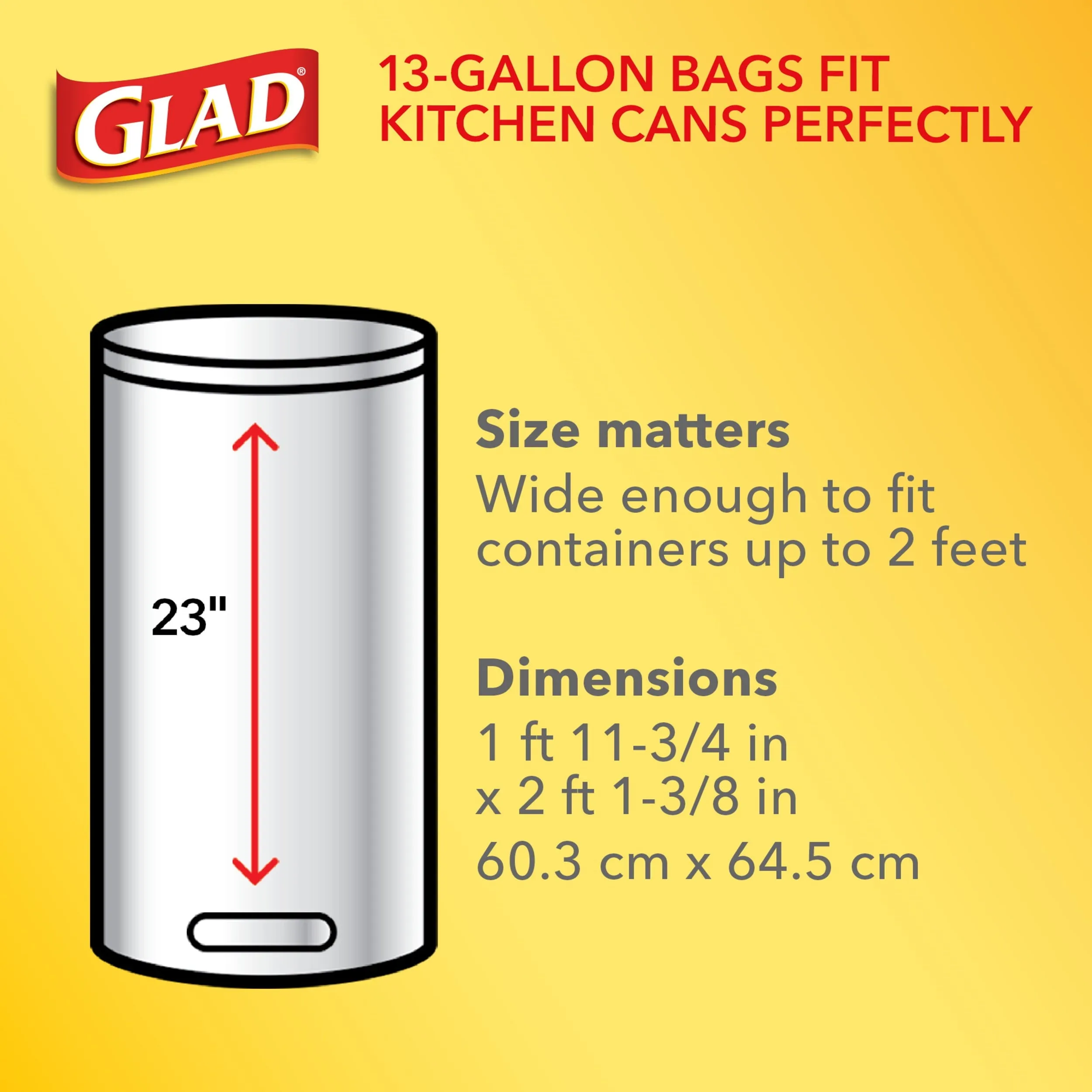 Glad ForceFlex 13 Gallon Tall Kitchen Trash Bags, Unscented, 120 Bags