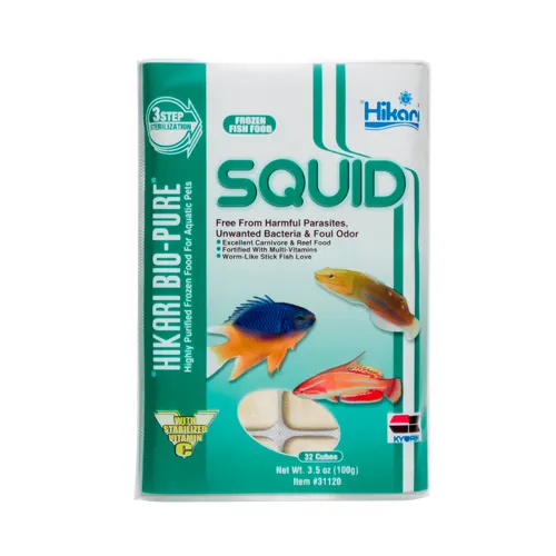 Hikari Frozen Squid Cubes 3.5 oz.