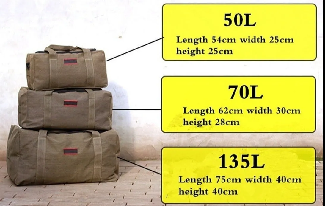 Huge 135 Litre Waterproof Canvas Duffel Bag