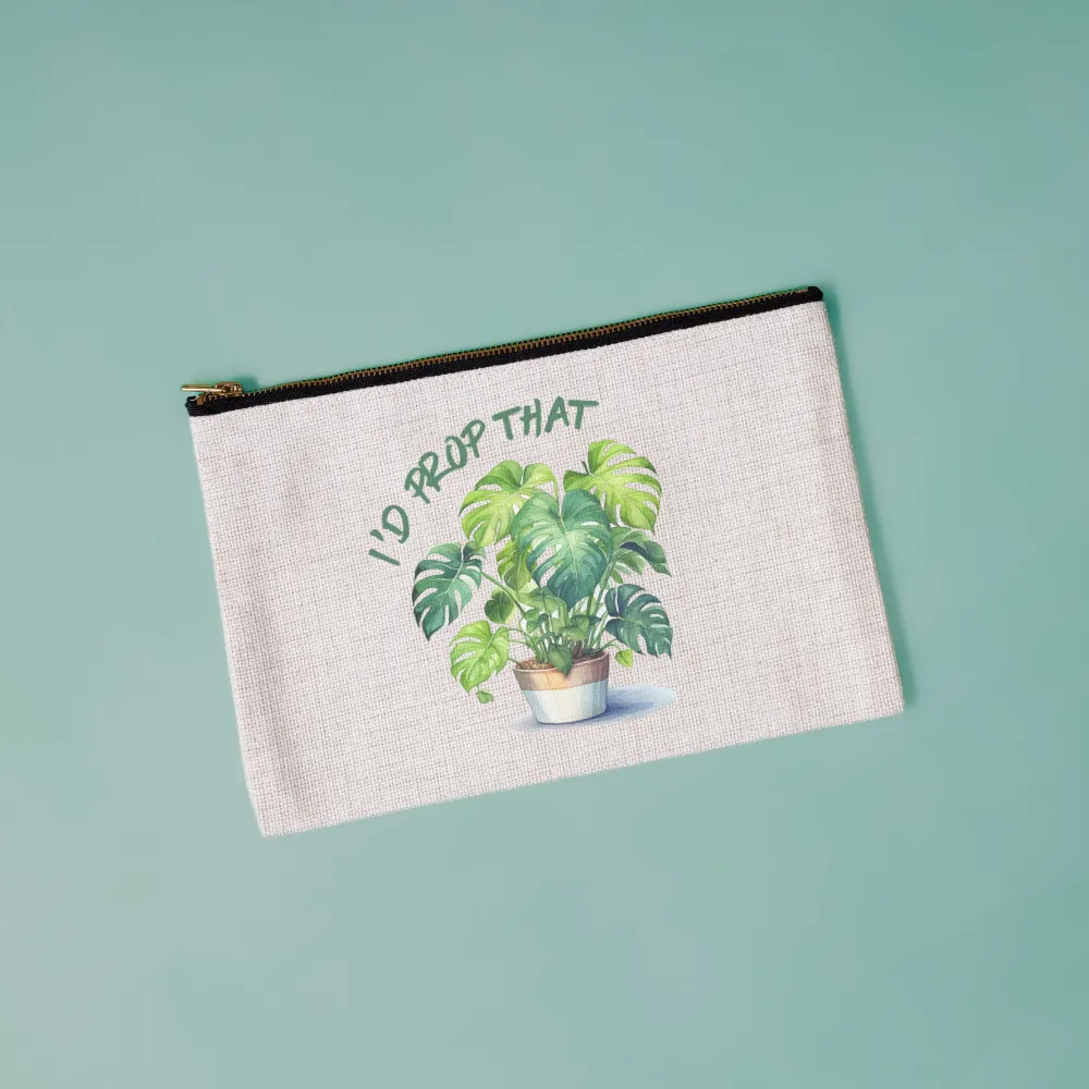 I'd Prop That | Monstera Themed Canvas Makeup Bag