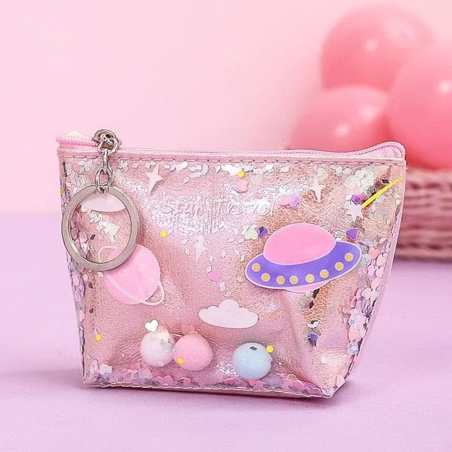 Kawaii Space Glitter Pencil case