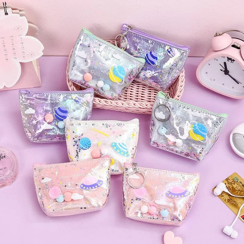 Kawaii Space Glitter Pencil case