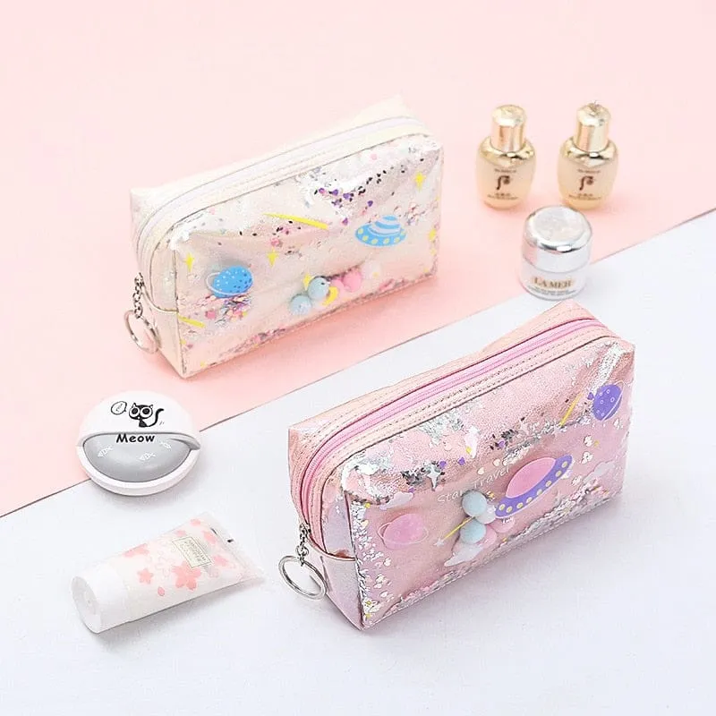 Kawaii Space Glitter Pencil case