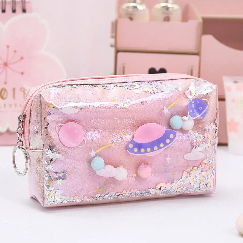 Kawaii Space Glitter Pencil case