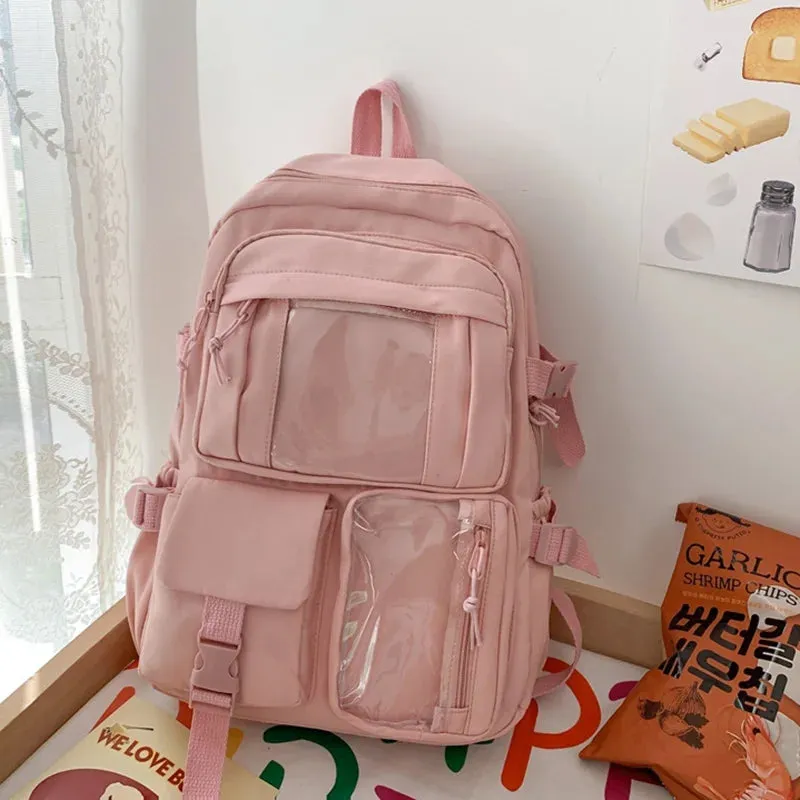 KIylethomasw Women Backpacks Waterproof Multi-Pocket Git Nylon School Backpack Student Female Girls Kawaii Laptop Book Pack Mochilas Package