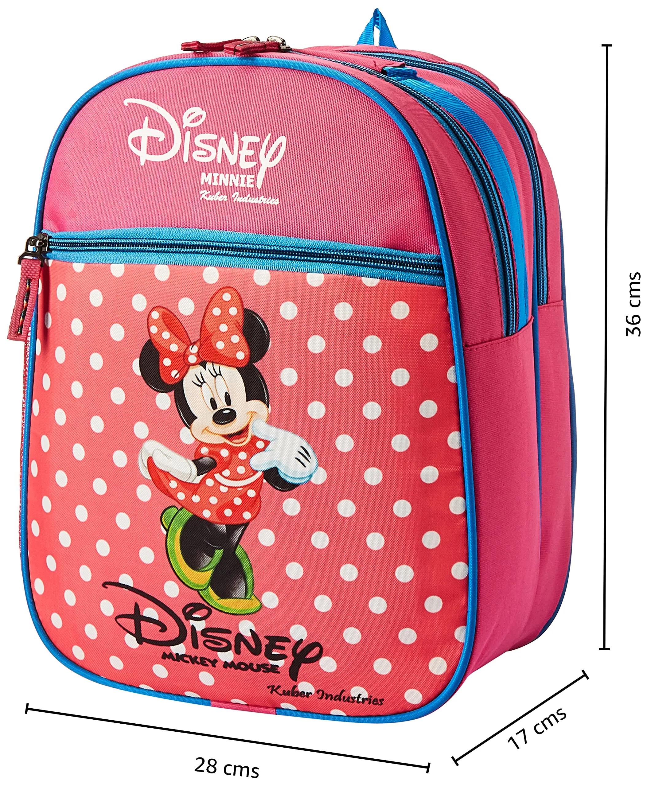 Kuber Industries Disney Mickey-Minnie School Bag | Kids School Bags | Student Bookbag | School Bag for Girls & Boys | School Backpack for Kids | 3 Compartments School Bag | Blue