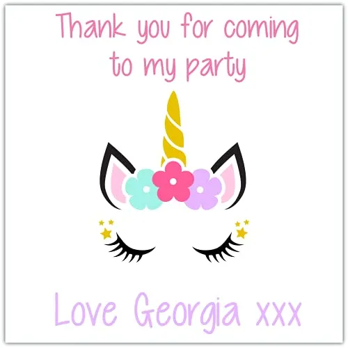 Personalised Birthday Party Stickers Unicorn