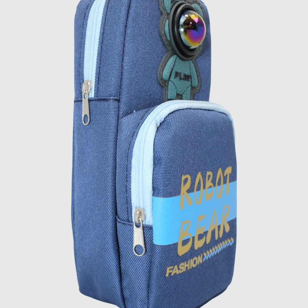 Robot Bear Navy Pencil Case