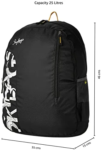 Skybags Casual Backpack 28L, 2 Main Compartments, Bottle Pocket, Front Pocket, Padded Shoulder Straps | Black | Brat