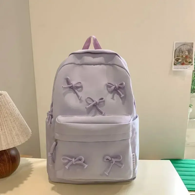 TAVIMART  -  Bow Sweet Girl Backpack Cute  High School Student Backpack Fashion 2024 New Commuting Shoulders Bag