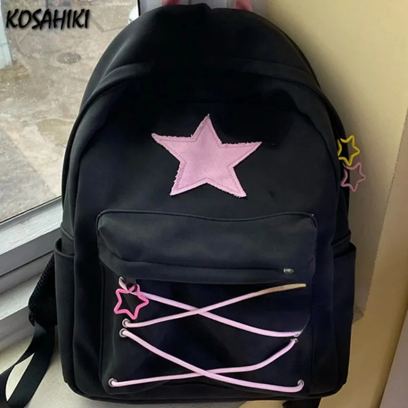 TAVIMART  -  Sweet Y2k Aesthetic Star Bandage Female Backpacks Casual Fashion Bags for Women High-capacity All Match Preppy Student Schoolbag