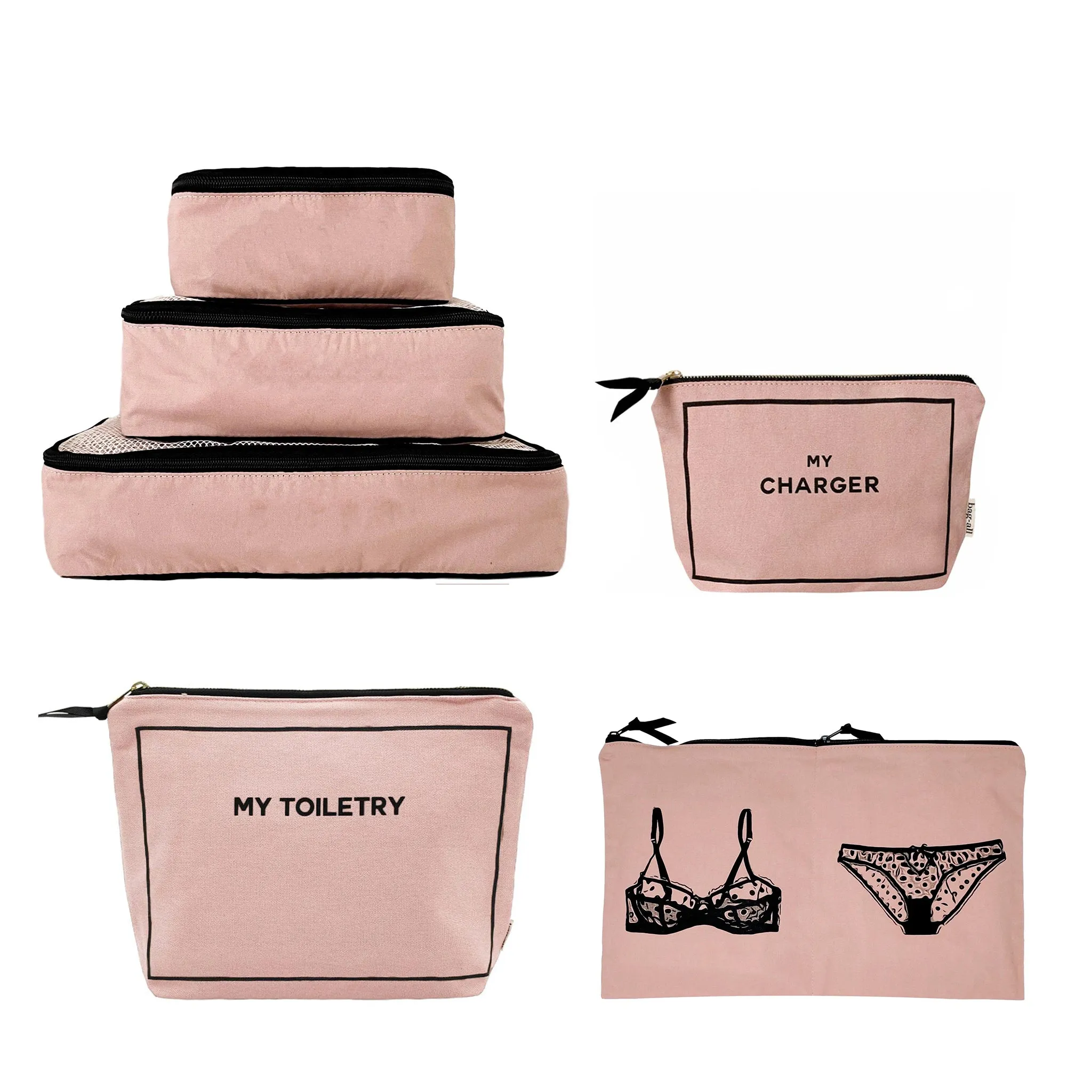 Weekend Essential Packing Set 4-Pack, Pink/Blush