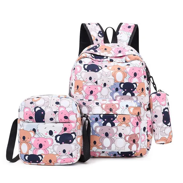 Wenkouban 3pcs/set Printing School Bags Backpacks Schoolbag Fashion Kids Lovely Backpack For Children Girls School bag Student Mochila sac