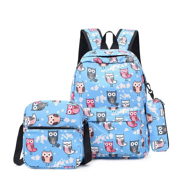 Wenkouban 3pcs/set Printing School Bags Backpacks Schoolbag Fashion Kids Lovely Backpack For Children Girls School bag Student Mochila sac