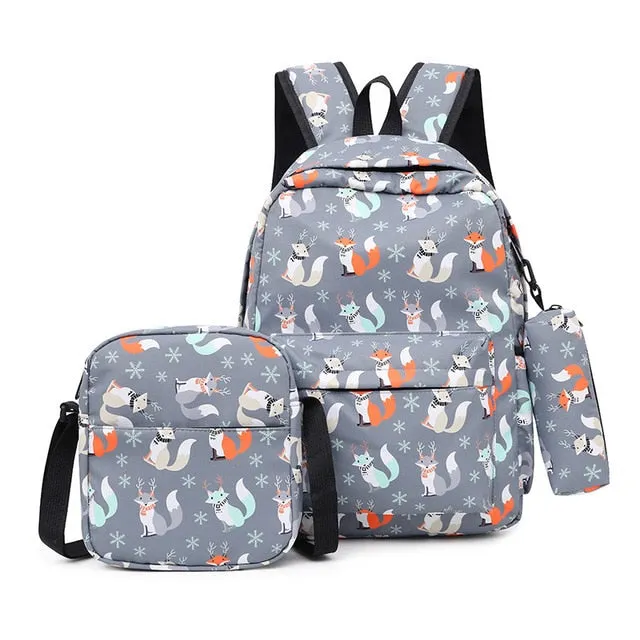 Wenkouban 3pcs/set Printing School Bags Backpacks Schoolbag Fashion Kids Lovely Backpack For Children Girls School bag Student Mochila sac