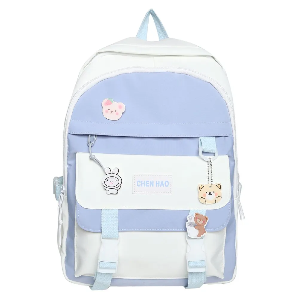 Wenkouban Girl Cute Laptop Backpack Women Badge Bag Fashion Kawaii Ladies Harajuku Travel School Bag College Student Backpacks Cool Female