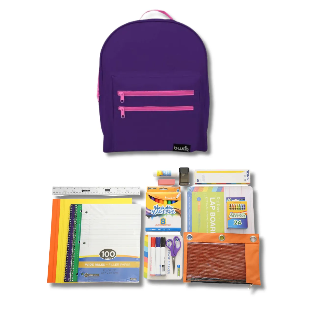 Wholesale 1st-5th Grade Deluxe Kit (62 Items per Kit) in 16" Classic Single Color Backpack