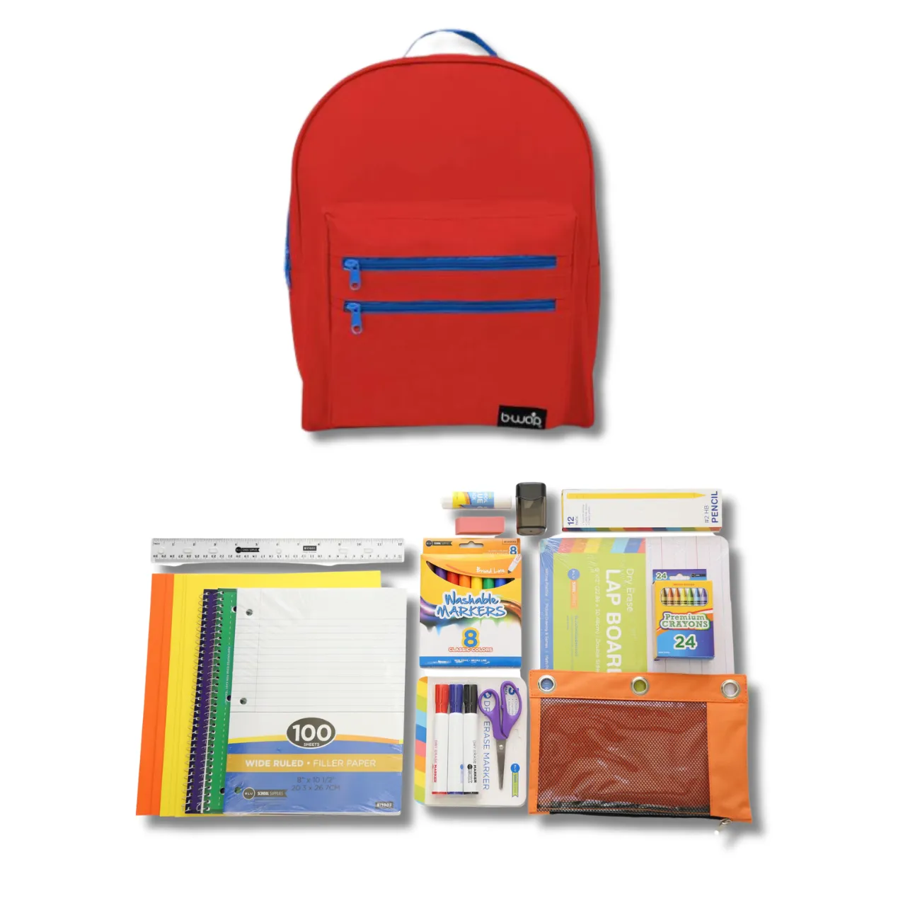 Wholesale 1st-5th Grade Deluxe Kit (62 Items per Kit) in 16" Classic Single Color Backpack