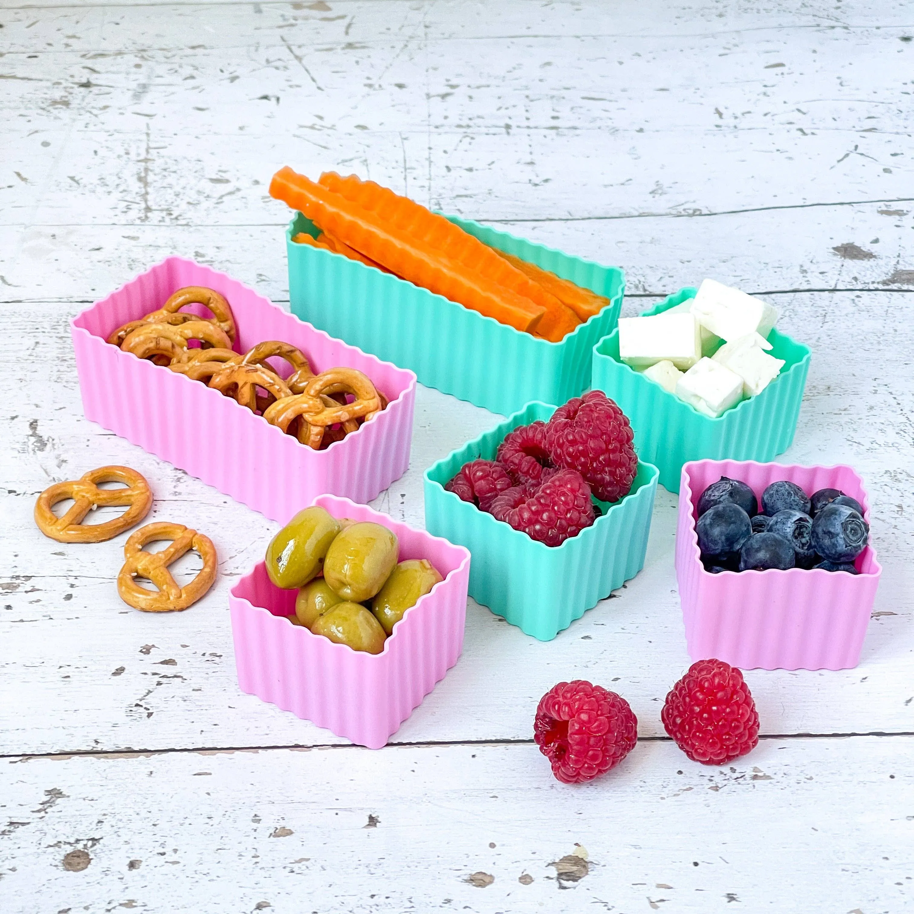 Yumbox - Mini Silicone Bento Cup Set of 6 - Pink & Aqua